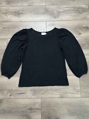Nation LTD Puff Ruched 3/4 Sleeve Pima Cotton Tee Blouse Size Medium